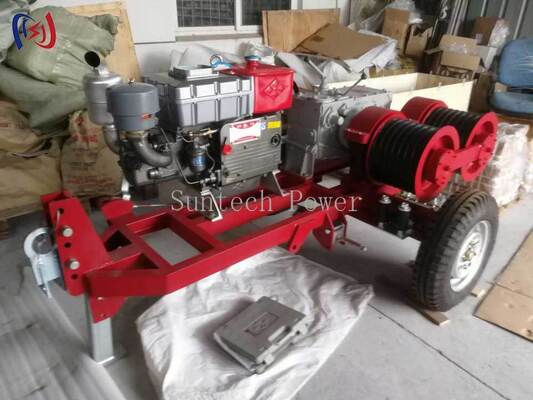 คุณภาพ  Professional 6.3-9KW Double Drum Winch with 2000-3600RPM Speed for Simultaneous Cable Pulling and Tensioning in Power Line Work โรงงาน