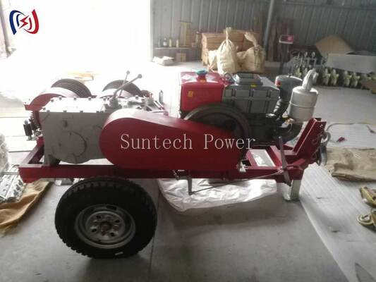 รอกกว้านแบบสองดรัมระดับมืออาชีพ 6.3-9KW ความเร็ว 2000-3600 รอบต่อนาที สำหรับการดึงและยึดสายเคเบิลพร้อมกันในงานสายส่งไฟฟ้า