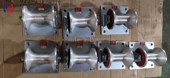 โรลเลอร์พื้นเคเบิ้ลความจางระดับ 5KN แบบมืออาชีพ พร้อมพกพานอลูมิเนียมสําหรับการติดตั้งเคเบิ้ลใต้ดิน 150-160 มม.