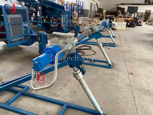 ขาตั้งม้วนสายไฟไฮดรอลิก รับน้ำหนักม้วนสูงสุด 5000-7000 กก. ความเร็วสูงสุด 45 รอบต่อนาที สำหรับการวางสายเหนือศีรษะ