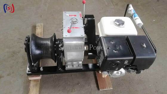 8T Tractive Force 13HP Diesel Engine Belt Drive Power Winch Cable Winch Puller for Heavy Duty Lifting