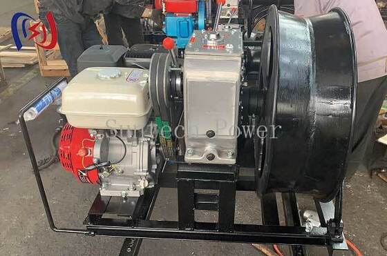 เครื่องกว้านสายเคเบิล 9HP เครื่องยนต์เบนซิน แรงดึง 1.25 ตัน เกียร์เดินหน้า 2 เกียร์ พร้อมเกียร์ถอยหลัง