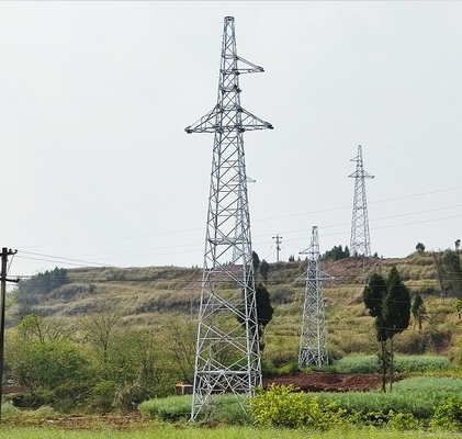 จุ่มร้อนแบบท่อชุบสังกะสี 330kv Angel Steel Lattice Tower