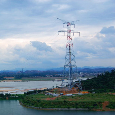 ความทนทานต่อลมสูง Q355 Q255 Steel Lattice Electric Pylon Steel Tower
