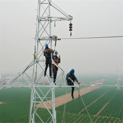 132KV OHTL Site เหล็กชุบสังกะสีมุมเหล็กไฟฟ้า Power Tower