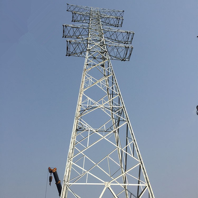 จุ่มร้อนชุบสังกะสี Q345B Q235B Lattice Transmission Line Tower