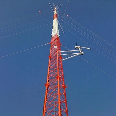 3 ขาจุ่มร้อนชุบสังกะสี Q235 Q345 เหล็ก Guyed Mast Tower