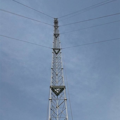3 ขาจุ่มร้อนชุบสังกะสี Q235 Q345 เหล็ก Guyed Mast Tower